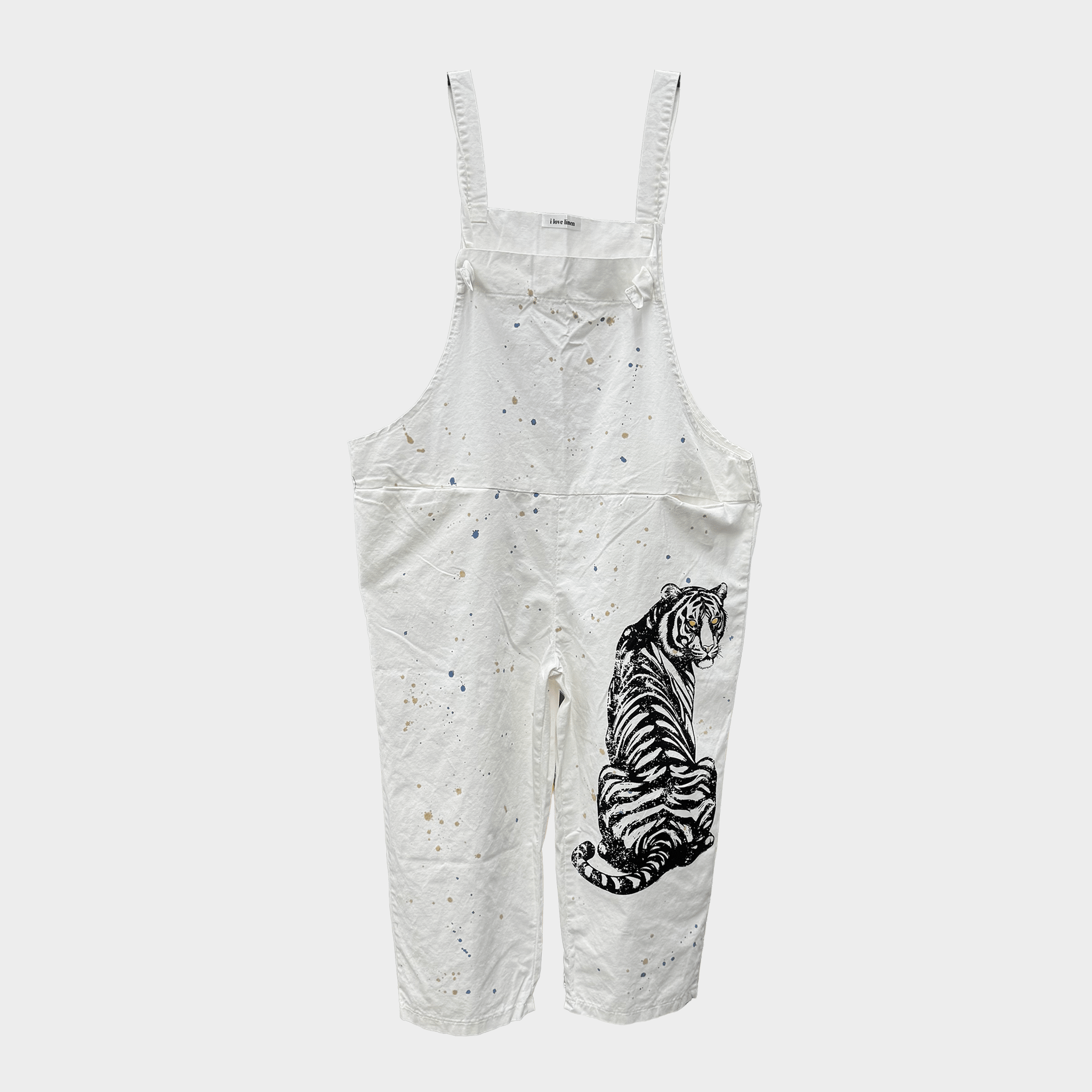 Capri Tiger Print Denim Overalls - ivyandlavyboutique LeParisPetit by I Love Linen