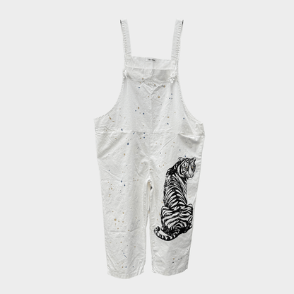 Capri Tiger Print Denim Overalls - ivyandlavyboutique LeParisPetit by I Love Linen