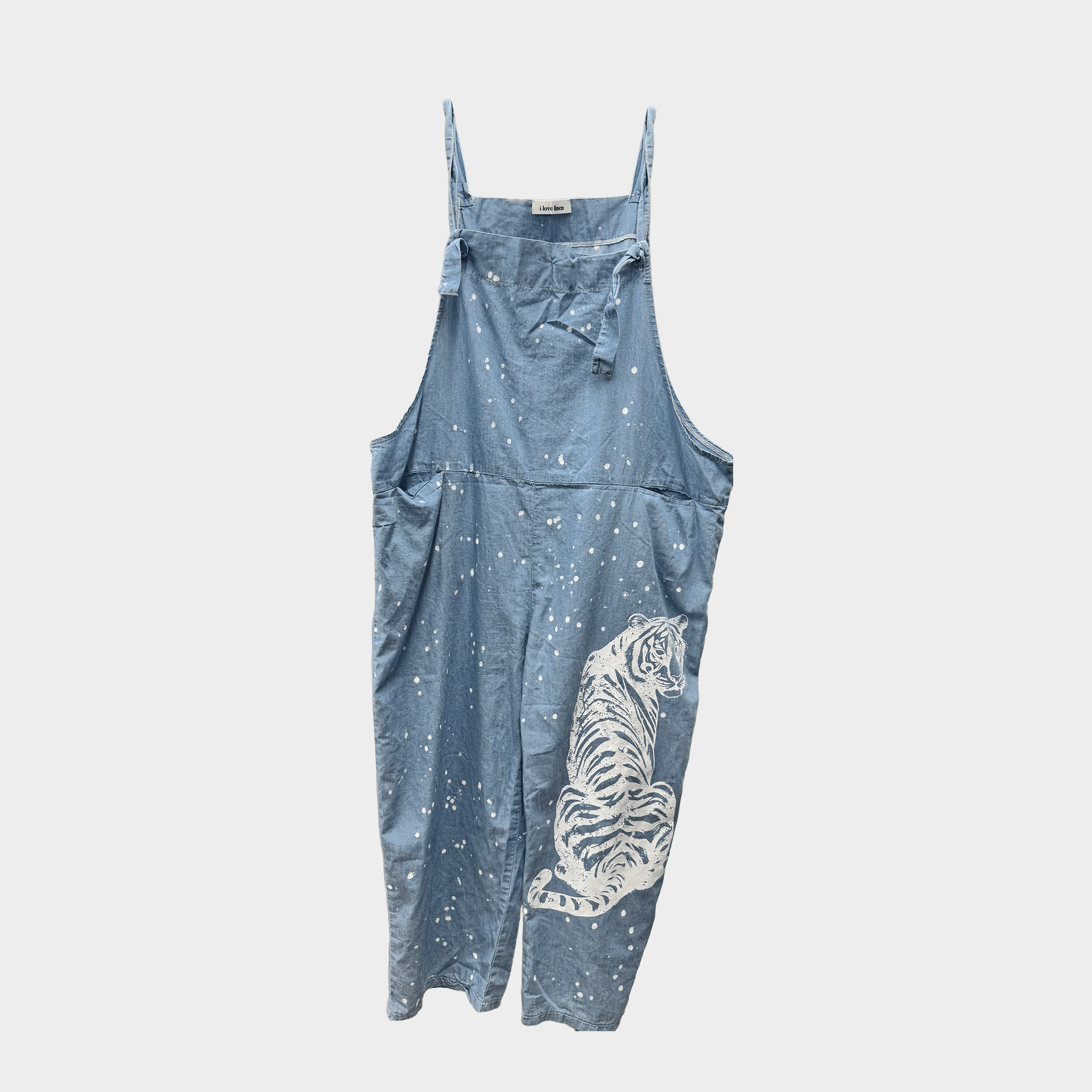 Capri Tiger Print Denim Overalls - ivyandlavyboutique LeParisPetit by I Love Linen