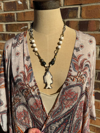 Carved Fish Handmade Necklace - ivyandlavyboutique ivyandlavyboutique