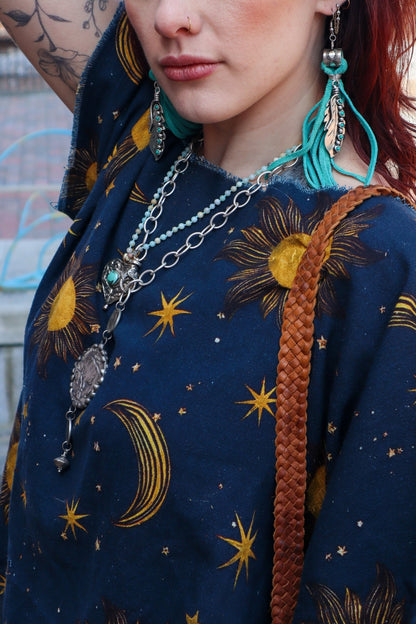 Celestial Dreamer Hi - Lo Tunic with Stars & Moon - ivyandlavyboutique I LOVE LINEN