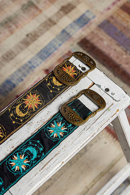 Celestial Embroidered Boho Belt Metal Buckle: Yellow / OS - ivyandlavyboutique Pol Clothing