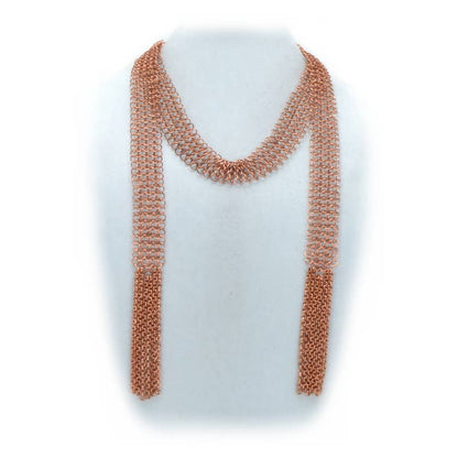 Chain Lariat Necklace in copper with fringe metal - ivyandlavyboutique Erik & Mike