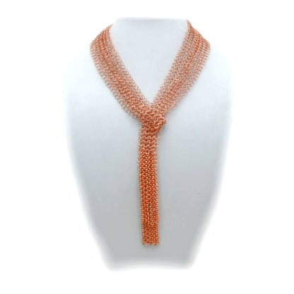 Chain Lariat Necklace in copper with fringe metal - ivyandlavyboutique Erik & Mike
