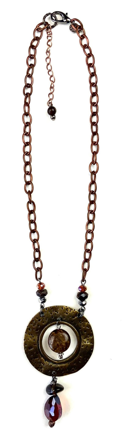 Chain with Open Disc Pendant & Drop Necklace - ivyandlavyboutique Lost & Found Trading
