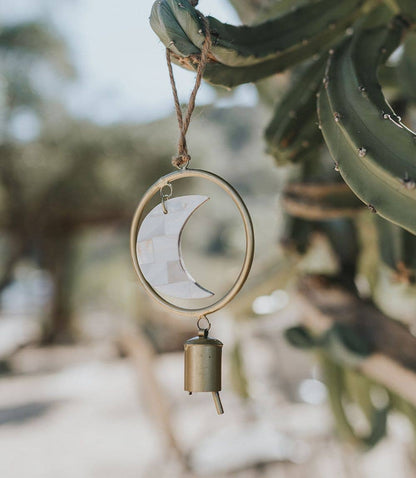 Chayana Small Moon Mother of Pearl Wind Chime - ivyandlavyboutique Matr Boomie Fair Trade