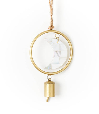 Chayana Small Moon Mother of Pearl Wind Chime - ivyandlavyboutique Matr Boomie Fair Trade