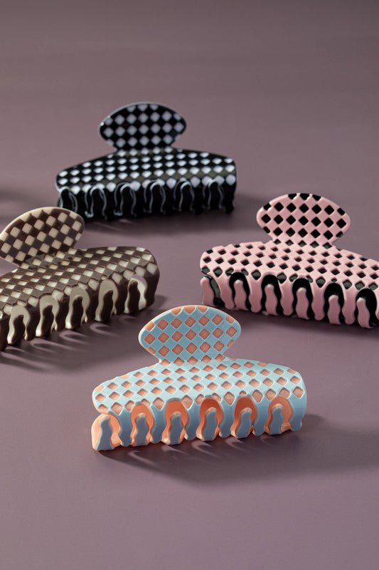 checker pattern hair claw clip - ivyandlavyboutique LA3accessories