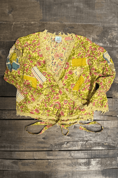 Cheerful Walks Wrap Top in Sunshine Florals - ivyandlavyboutique Jaded Gypsy