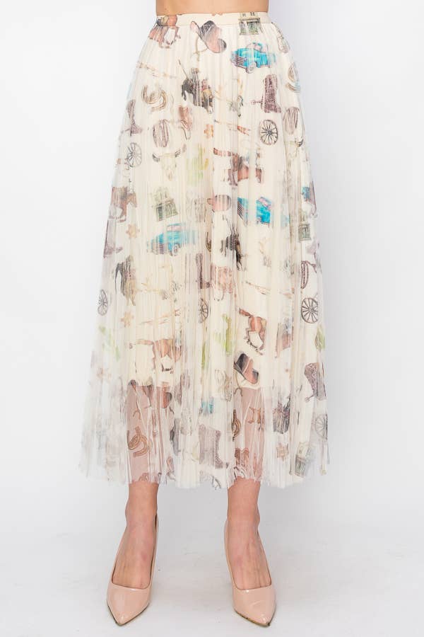 Chic Lined Pleated Tulle Midi Skirt With Elastic Waist - ivyandlavyboutique Origami Apparel ~ Lace and Crochet inspired