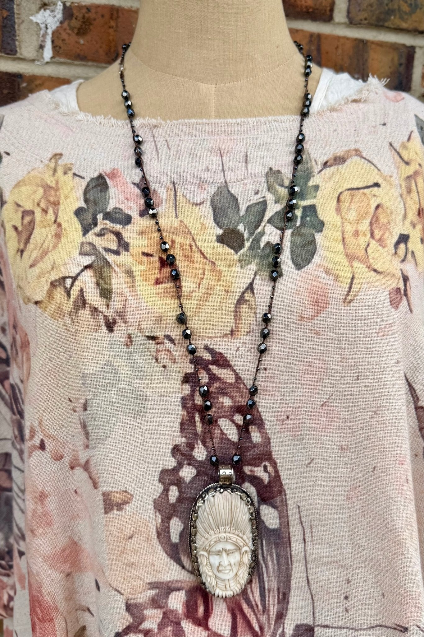 Chief Necklace on Knotted Gemstone Chain - ivyandlavyboutique ivyandlavyboutique