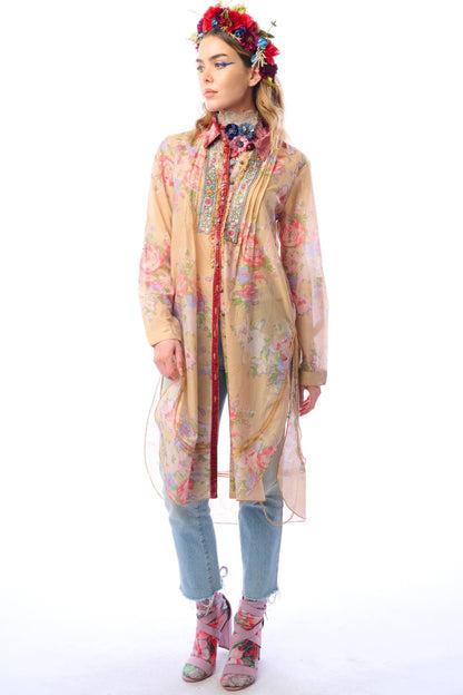 Christie Shirt - Dress: Faded Sand Floral - ivyandlavyboutique Aratta