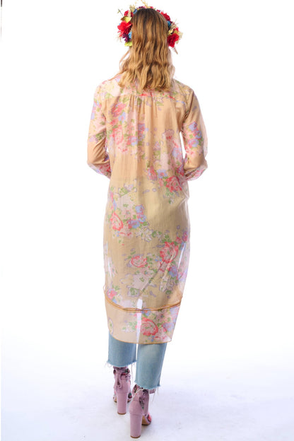 Christie Shirt - Dress: Faded Sand Floral - ivyandlavyboutique Aratta