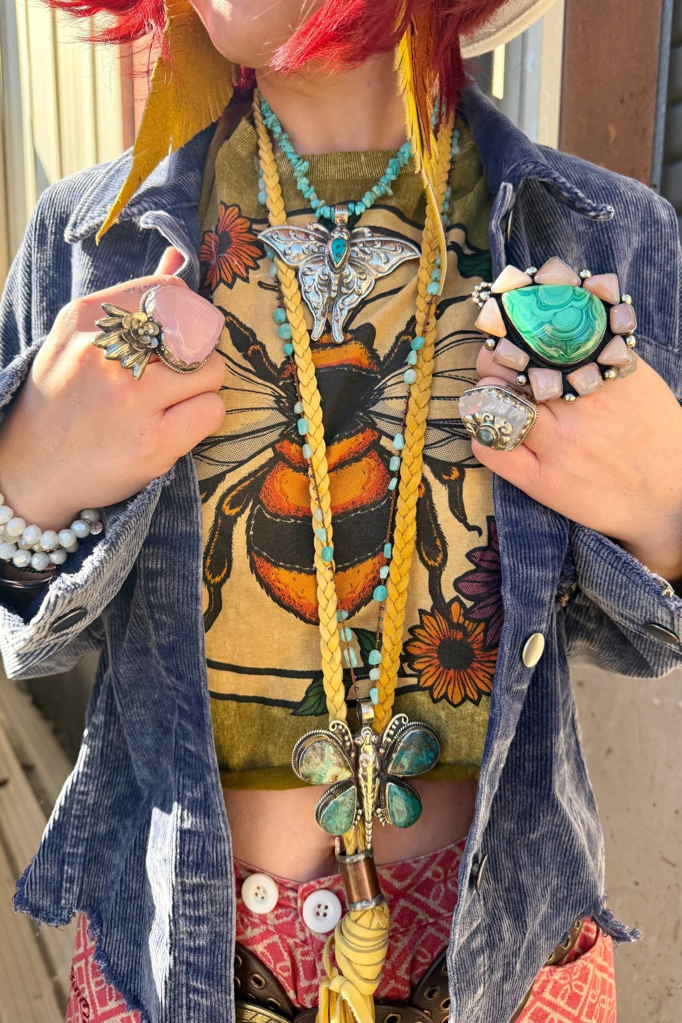 Chunky Butterfly on Blue Necklace - ivyandlavyboutique ivyandlavyboutique