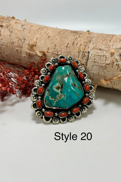 Chunky Turquoise & Carnelian Ring - ivyandlavyboutique ivyandlavyboutique
