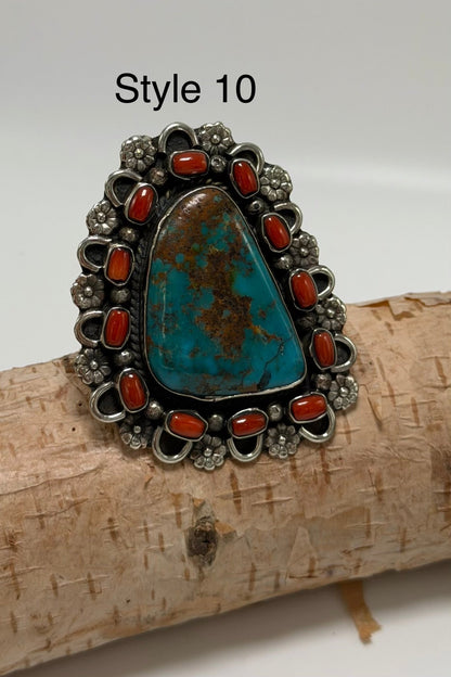 Chunky Turquoise & Carnelian Ring - ivyandlavyboutique ivyandlavyboutique