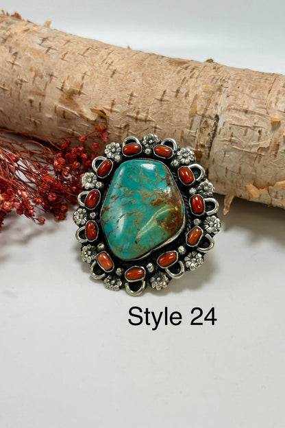 Chunky Turquoise & Carnelian Ring - ivyandlavyboutique ivyandlavyboutique