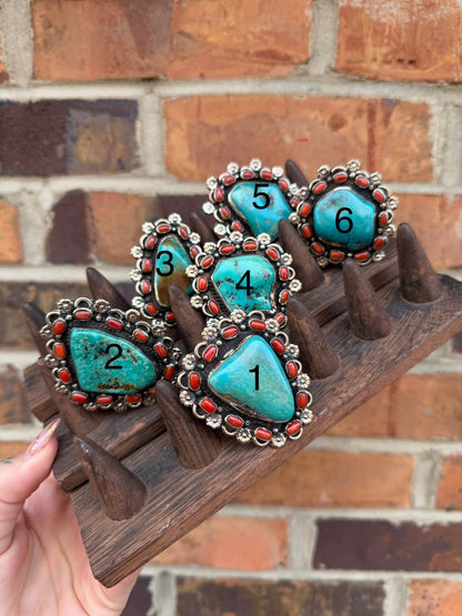Chunky Turquoise & Carnelian Ring - ivyandlavyboutique ivyandlavyboutique
