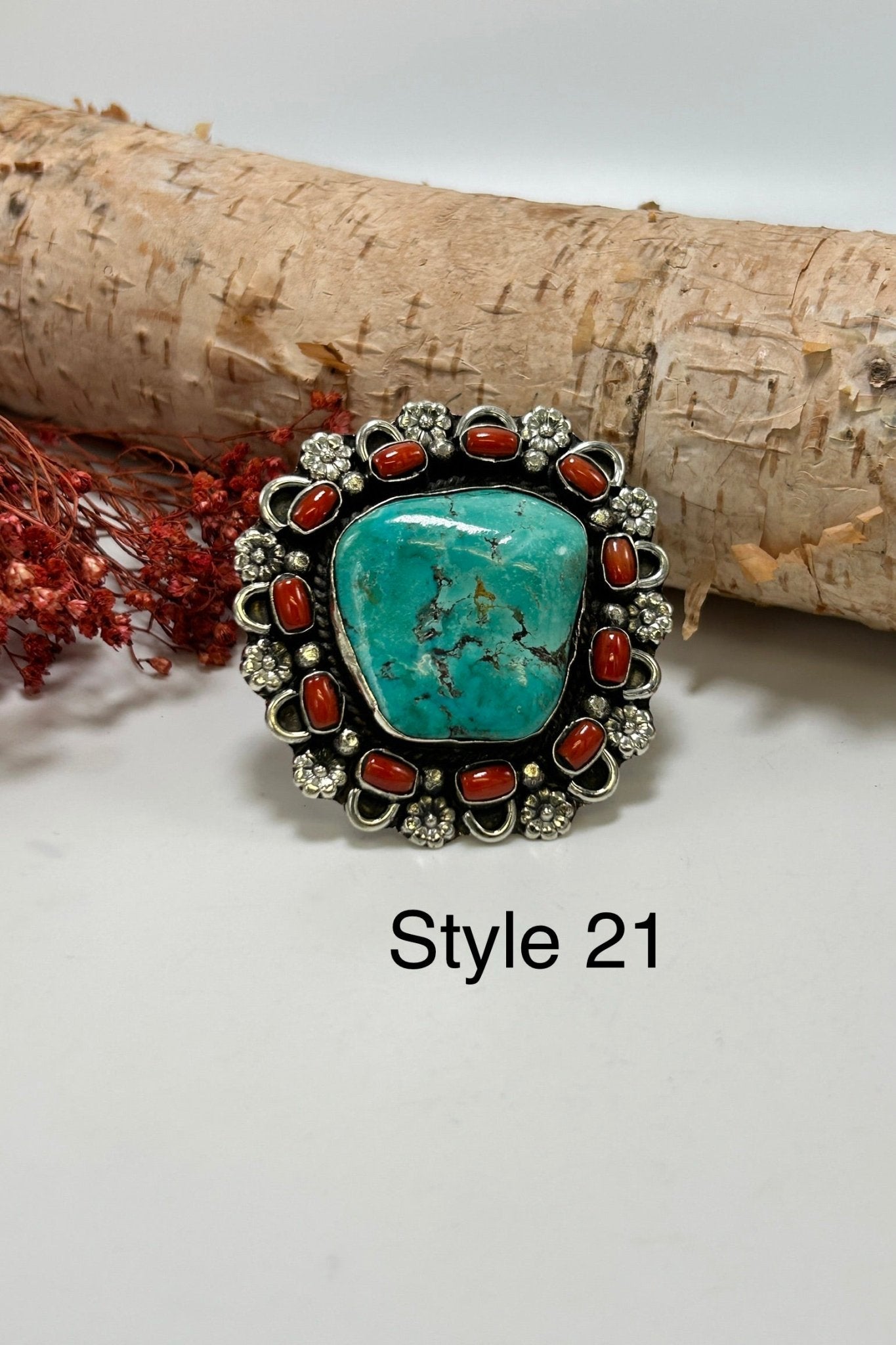 Chunky Turquoise & Carnelian Ring - ivyandlavyboutique ivyandlavyboutique