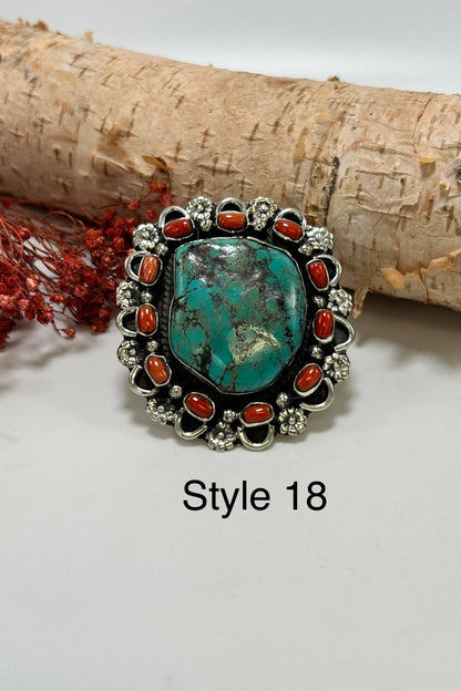 Chunky Turquoise & Carnelian Ring - ivyandlavyboutique ivyandlavyboutique