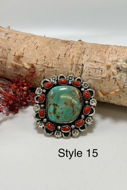 Chunky Turquoise & Carnelian Ring - ivyandlavyboutique ivyandlavyboutique
