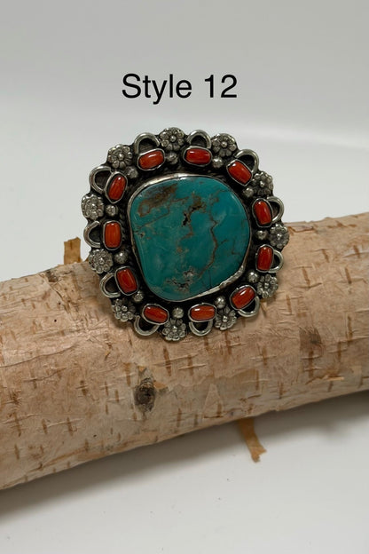 Chunky Turquoise & Carnelian Ring - ivyandlavyboutique ivyandlavyboutique