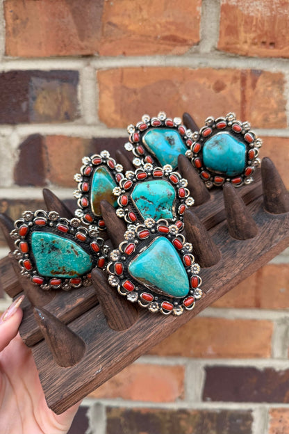 Chunky Turquoise & Carnelian Ring - ivyandlavyboutique ivyandlavyboutique