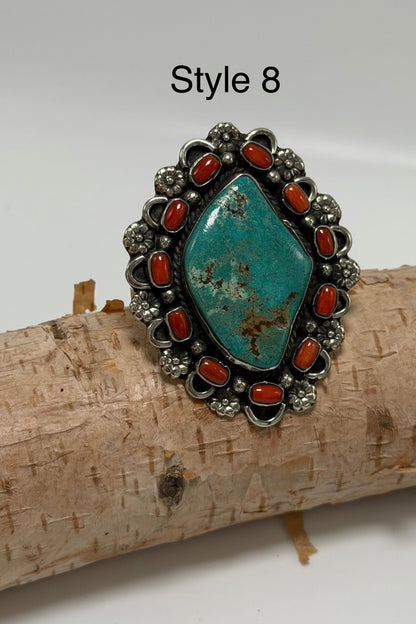 Chunky Turquoise & Carnelian Ring - ivyandlavyboutique ivyandlavyboutique