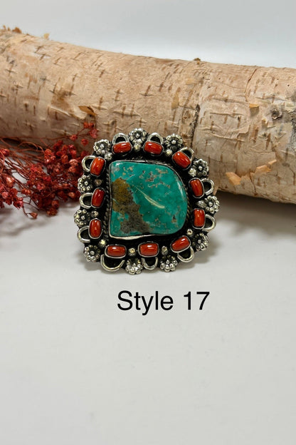 Chunky Turquoise & Carnelian Ring - ivyandlavyboutique ivyandlavyboutique
