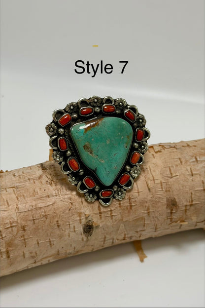 Chunky Turquoise & Carnelian Ring - ivyandlavyboutique ivyandlavyboutique