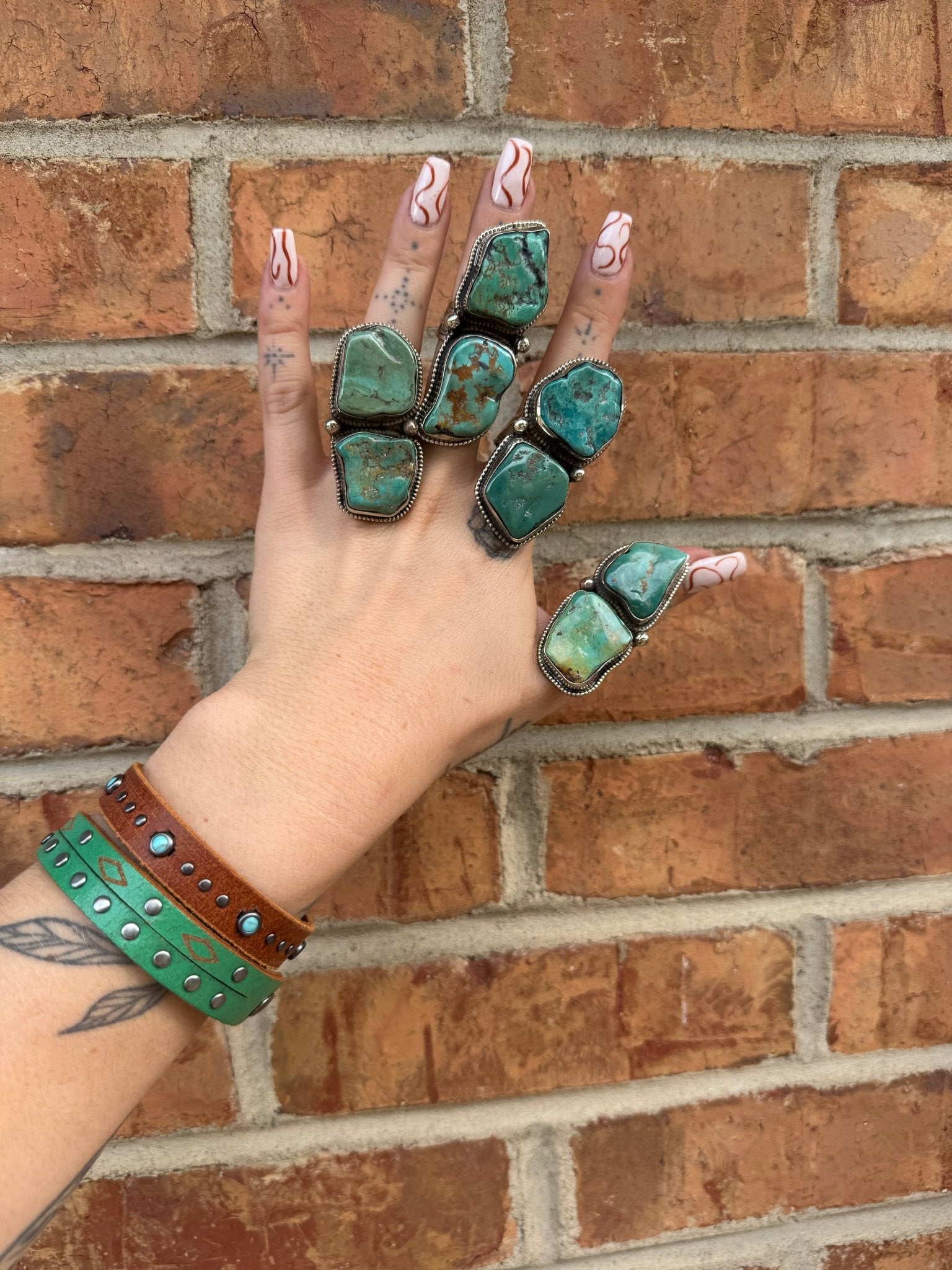Chunky Turquoise Nugget Ring Set 2 - ivyandlavyboutique ivyandlavyboutique