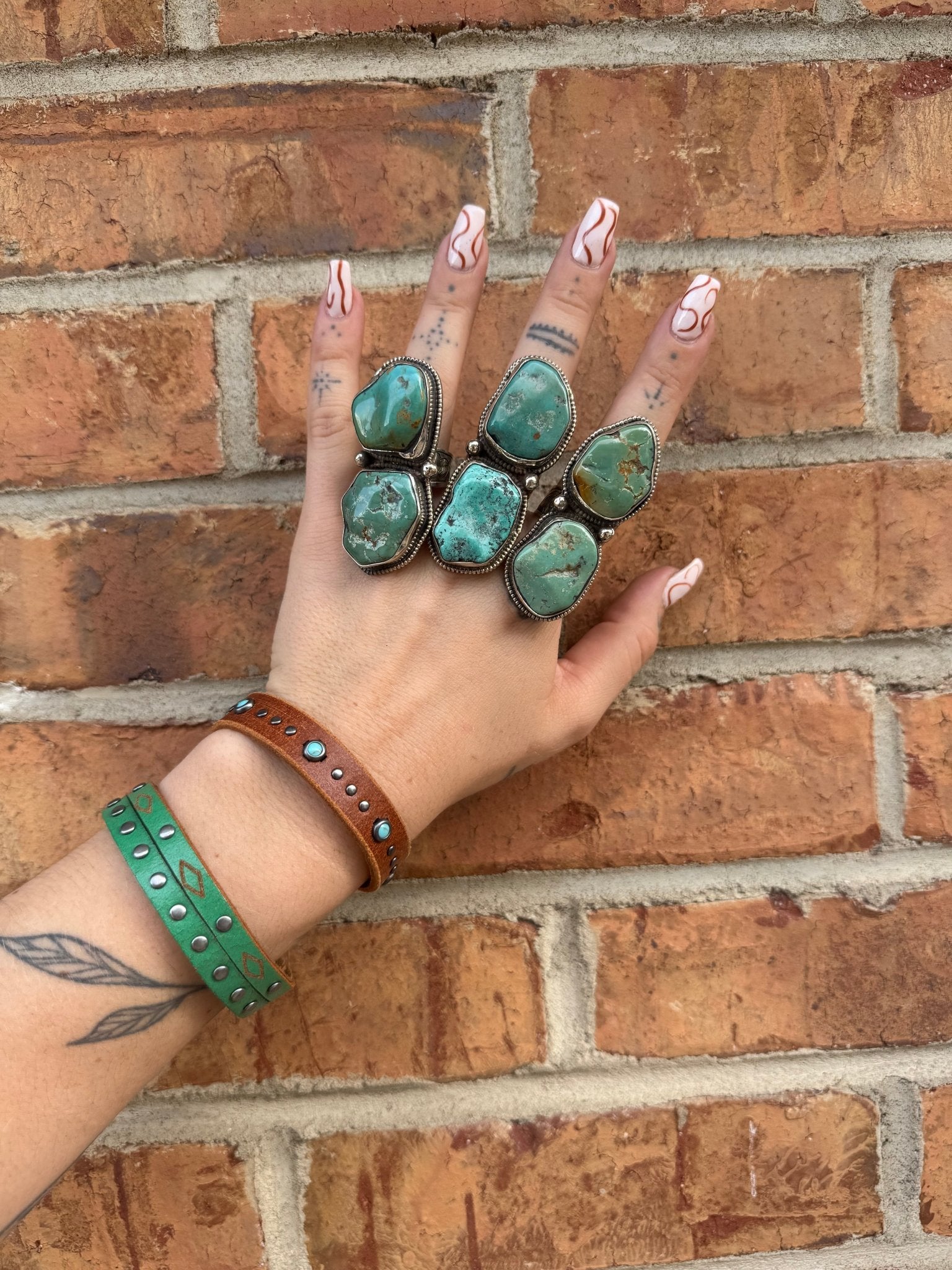 Chunky Turquoise Nugget Ring Set 3 - ivyandlavyboutique ivyandlavyboutique