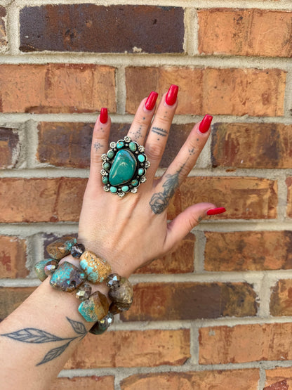 Chunky Turquoise on Turquoise Ring - ivyandlavyboutique ivyandlavyboutique