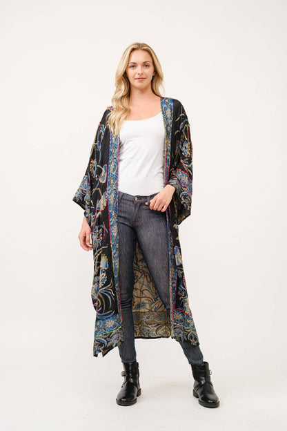 Ciara Thick Stitch Embroidered Duster - ivyandlavyboutique Raj Trading & Imports (USA) Inc.