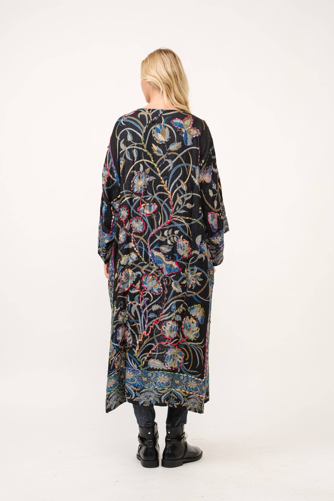 Ciara Thick Stitch Embroidered Duster - ivyandlavyboutique Raj Trading & Imports (USA) Inc.