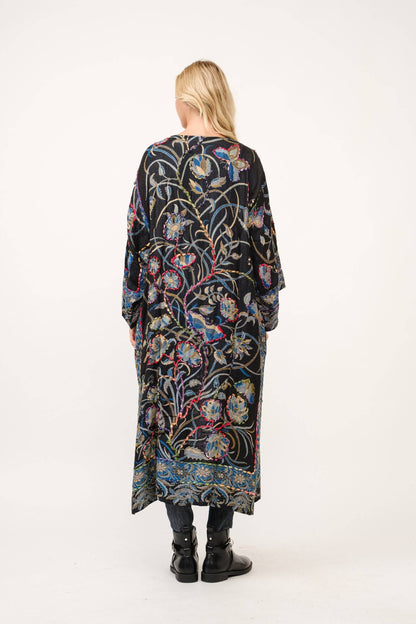 Ciara Thick Stitch Embroidered Duster - ivyandlavyboutique Raj Trading & Imports (USA) Inc.