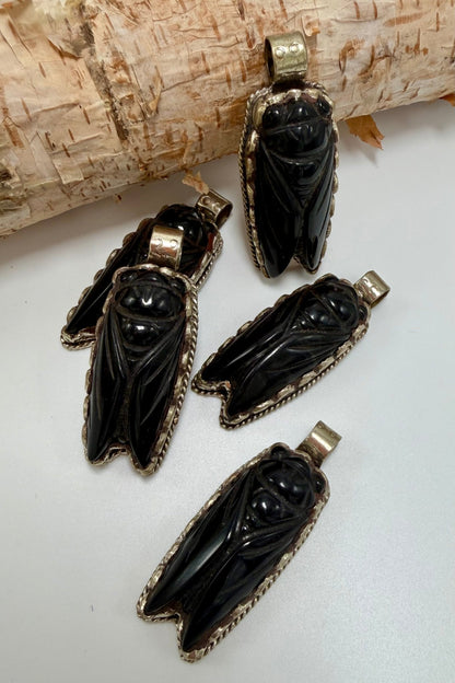 Cicadas Carved Onyx Pemdant - ivyandlavyboutique ivyandlavyboutique
