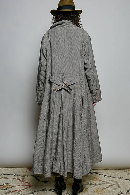 City Girl Soft Notched Collared Woven Maxi-Length Hem Duster Coat - ivyandlavyboutique Pol Clothing