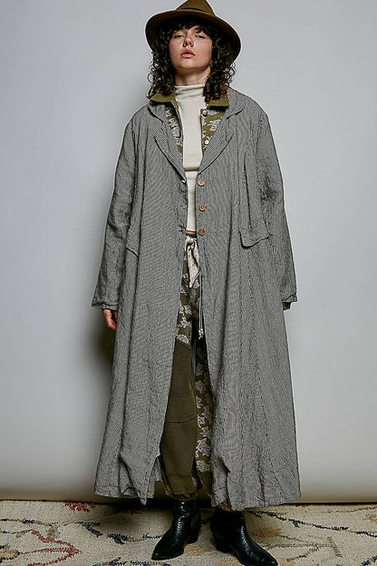 City Girl Soft Notched Collared Woven Maxi-Length Hem Duster Coat - ivyandlavyboutique Pol Clothing