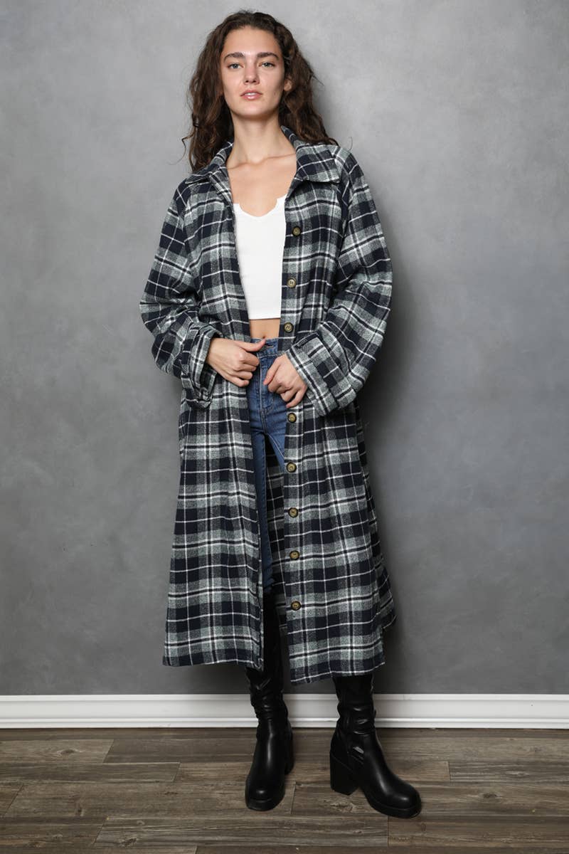 City Stroll Plaid Trench Jacket - ivyandlavyboutique ANGIE