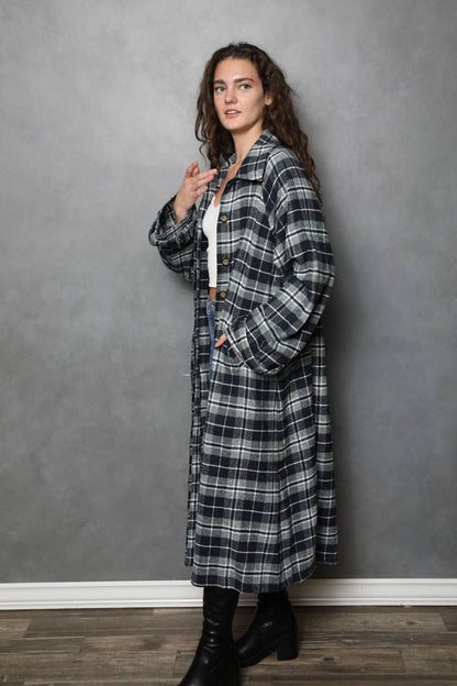 City Stroll Plaid Trench Jacket - ivyandlavyboutique ANGIE