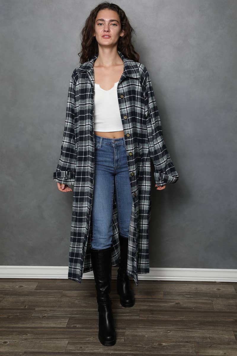 City Stroll Plaid Trench Jacket - ivyandlavyboutique ANGIE