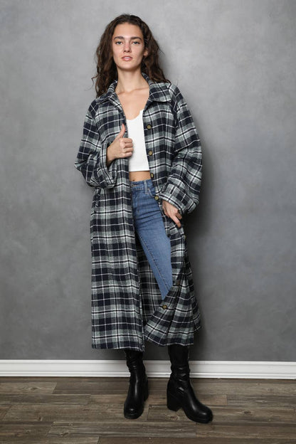 City Stroll Plaid Trench Jacket - ivyandlavyboutique ANGIE