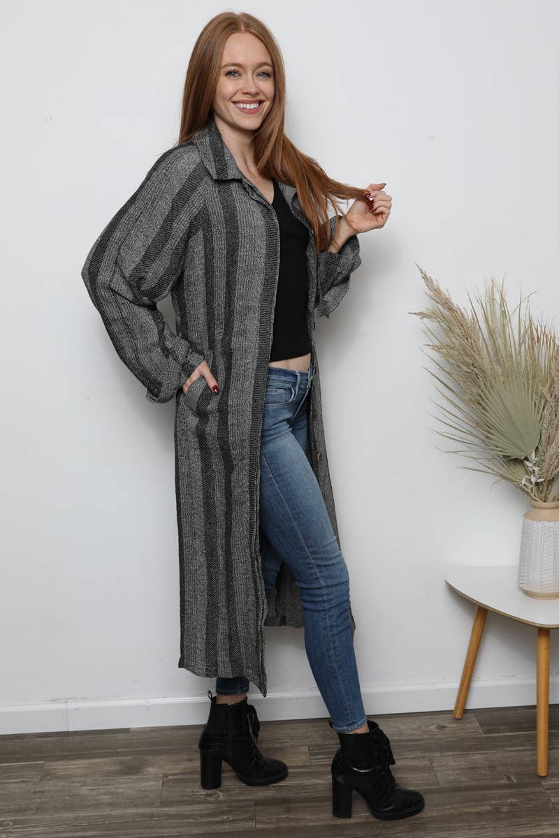 City Vibes Stripe Coat - ivyandlavyboutique ANGIE