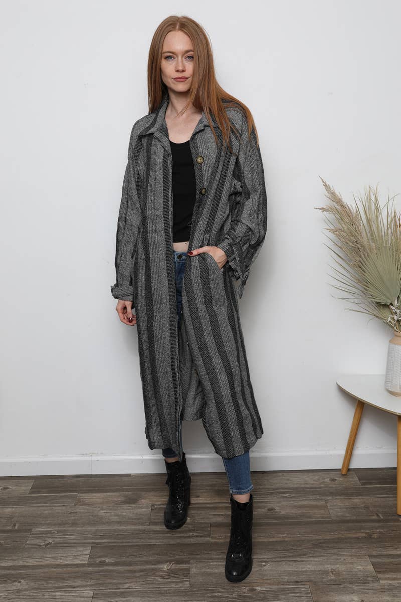 City Vibes Stripe Coat - ivyandlavyboutique ANGIE