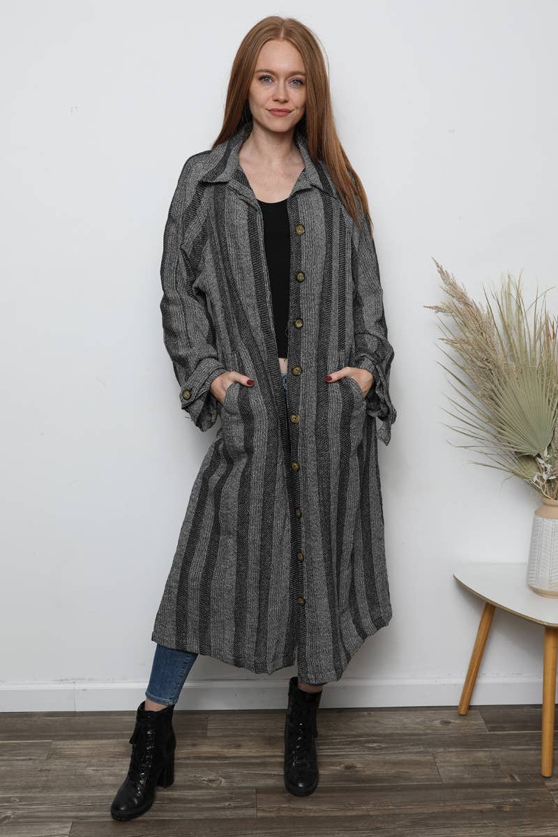 City Vibes Stripe Coat - ivyandlavyboutique ANGIE
