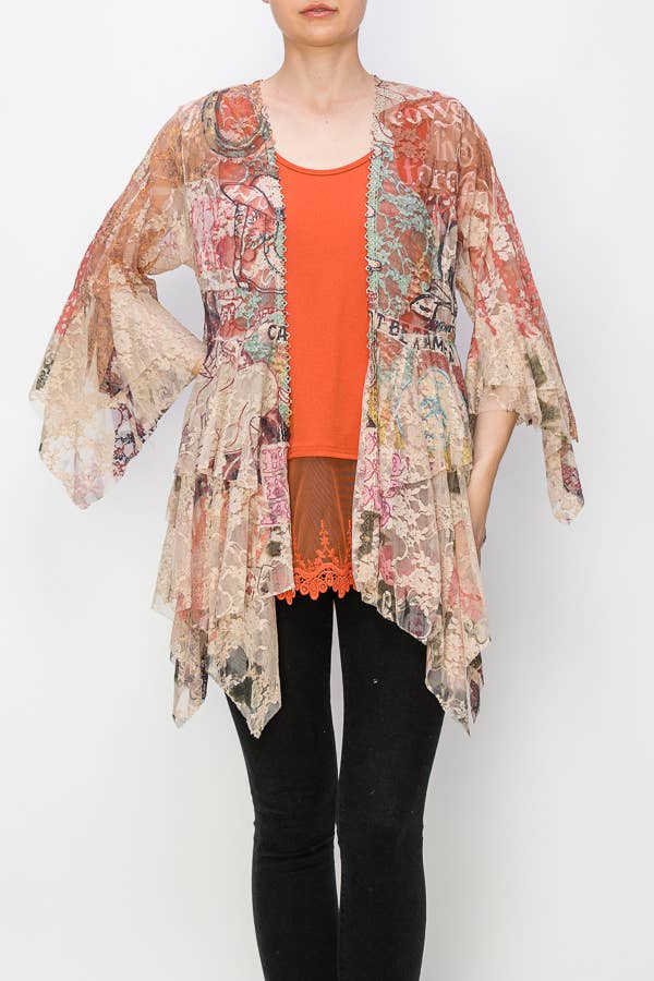 Classic All Lace Cardigan with Tiered Layers - ivyandlavyboutique Origami Apparel ~ Lace and Crochet inspired