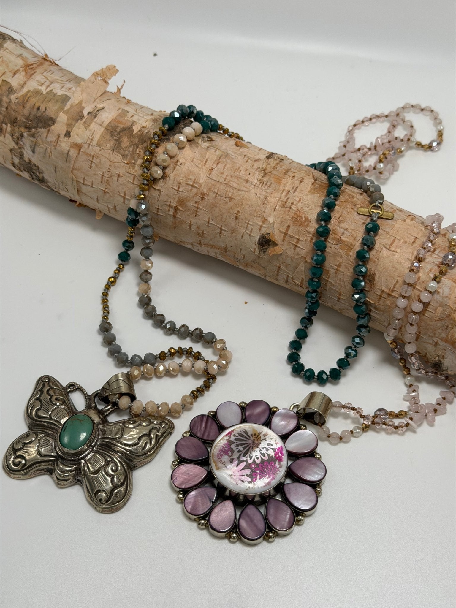 Collage Flower Long Necklace - ivyandlavyboutique ivyandlavyboutique