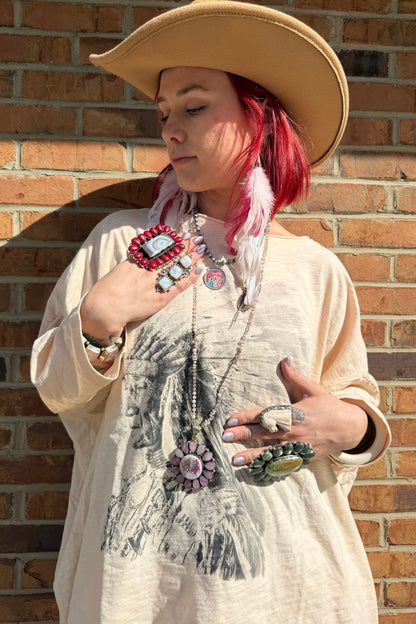 Collage Flower Long Necklace - ivyandlavyboutique ivyandlavyboutique