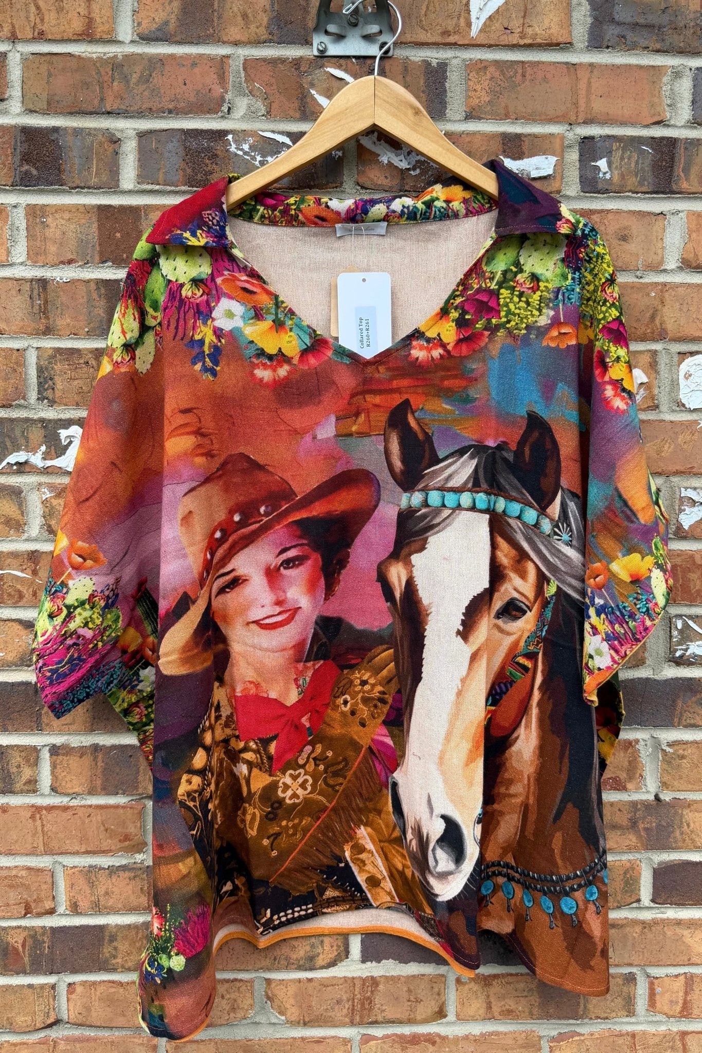 Collared Printed Oversized Top - ivyandlavyboutique I LOVE LINEN